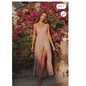 Lulu's Blush Lace Maxi Dress